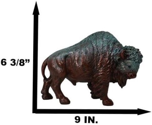 Ebros Gift Native American Bison Buffalo Decorative Resin Figurine Finished in Green Patina Faux Bronze 8.5" Long Symbol of Abundance and Manifestation Animal Totem Spirit Home Accent Decor in Saudi Arabia