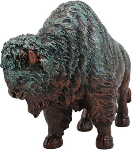 Ebros Gift Native American Bison Buffalo Decorative Resin Figurine Finished in Green Patina Faux Bronze 8.5" Long Symbol of Abundance and Manifestation Animal Totem Spirit Home Accent Decor in Saudi Arabia