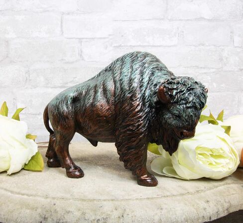 Ebros Gift Native American Bison Buffalo Decorative Resin Figurine Finished in Green Patina Faux Bronze 8.5" Long Symbol of Abundance and Manifestation Animal Totem Spirit Home Accent Decor in Saudi Arabia