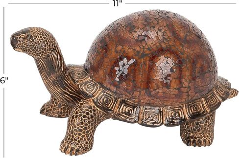 Deco 79 Polystone Turtle Decorative Sculpture Home Decor Statue, Accent Figurine 11" x 6" x 6", Brown in Saudi Arabia