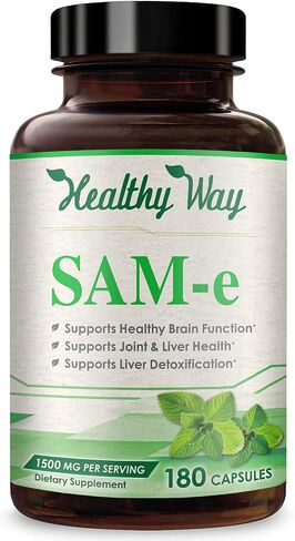 Healthy Way Pure SAM-e 1500 مجم (لكل جرعة) 180 كبسولة (S-Adenosyl Methionine) يدعم وظيفة الدماغ in Kuwait