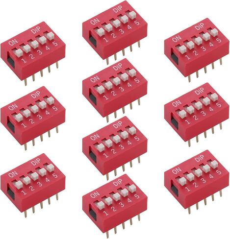 Fielect 10pcs Red DIP Switch Horizontal 1-5 Positions 2.54mm Pitch for Circuit Breadboards PCB in Kuwait