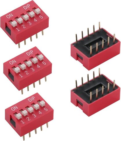 Fielect 10pcs Red DIP Switch Horizontal 1-5 Positions 2.54mm Pitch for Circuit Breadboards PCB in Kuwait