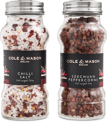 Cole & Mason Luxury Gift Aromatic Salt & Pepper Refill - Chili Salt & Szechuan Peppercorns - Grinder Refills for Kitchen Accessories in Kuwait