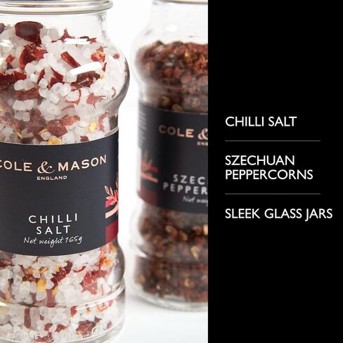 Cole & Mason Luxury Gift Aromatic Salt & Pepper Refill - Chili Salt & Szechuan Peppercorns - Grinder Refills for Kitchen Accessories in Kuwait