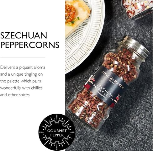 Cole & Mason Luxury Gift Aromatic Salt & Pepper Refill - Chili Salt & Szechuan Peppercorns - Grinder Refills for Kitchen Accessories in Kuwait