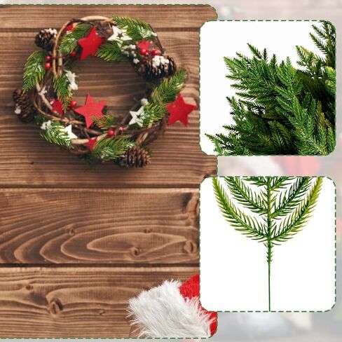 ZYP 50 PCS Christmas Artificial Pine Needles Branch Garland Artificial Green Pine Needles Branch, Fake Craft Greenery Pine Picks for DIY Wreath Christmas Embellishing and Home Garden Decor in Kuwait