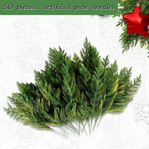 ZYP 50 PCS Christmas Artificial Pine Needles Branch Garland Artificial Green Pine Needles Branch, Fake Craft Greenery Pine Picks for DIY Wreath Christmas Embellishing and Home Garden Decor in Kuwait