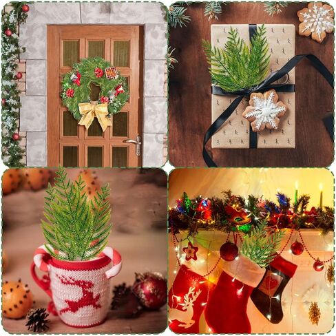 ZYP 50 PCS Christmas Artificial Pine Needles Branch Garland Artificial Green Pine Needles Branch, Fake Craft Greenery Pine Picks for DIY Wreath Christmas Embellishing and Home Garden Decor in Kuwait