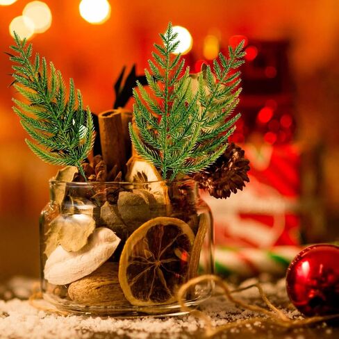 ZYP 50 PCS Christmas Artificial Pine Needles Branch Garland Artificial Green Pine Needles Branch, Fake Craft Greenery Pine Picks for DIY Wreath Christmas Embellishing and Home Garden Decor in Kuwait