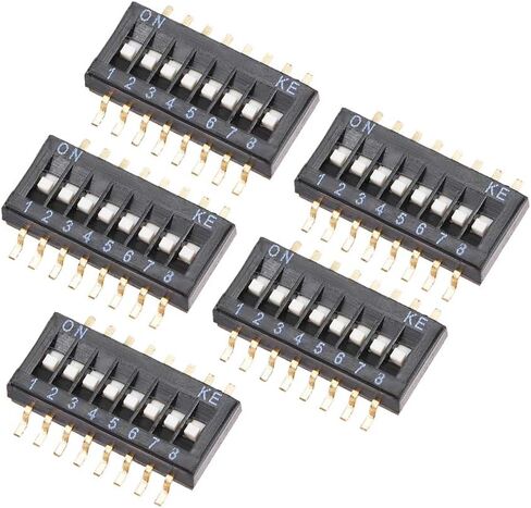 5 قطع من Uxcell أجهزة مثبتة على السطح الأسود DIP Switch 1-8 أوضاع 1.27 مم لألواح توصيل الدوائر PCB in Saudi Arabia