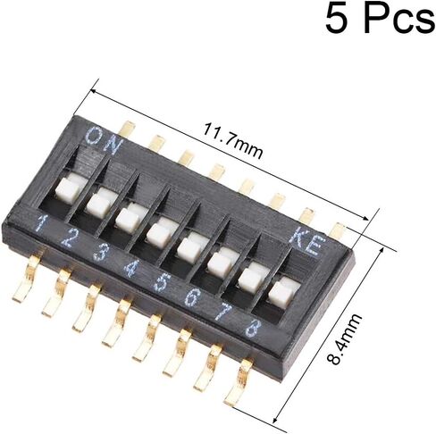 5 قطع من Uxcell أجهزة مثبتة على السطح الأسود DIP Switch 1-8 أوضاع 1.27 مم لألواح توصيل الدوائر PCB in Saudi Arabia