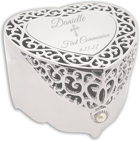Cherished Moments Jewelry Keepsake Box with Heart-Shaped Filigree Design for Sympathy Gift Loss of Loved One, Bereavement Gift Loss of Dad, Mom, Wife, Husband Memorial Gift, Silver Toned in Saudi Arabia