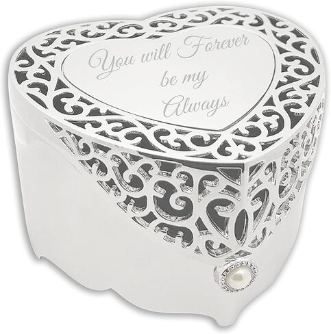 Cherished Moments Jewelry Keepsake Box with Heart-Shaped Filigree Design for Sympathy Gift Loss of Loved One, Bereavement Gift Loss of Dad, Mom, Wife, Husband Memorial Gift, Silver Toned in Saudi Arabia