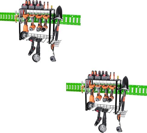 E-Track Power Tool Organizer, Utility Storage Rack with 8 Drill Slots, Heavy Duty and Extra-large Capacity Organizer in Trailers, Trucks, Vans, Garages with E-Track (Black) in Saudi Arabia