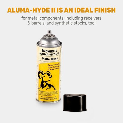Brownells Aluma-Hyde 2 طلاء إيبوكسي للأسلحة النارية، علبة الهباء الجوي شبه لامعة باللون الأسود in Kuwait