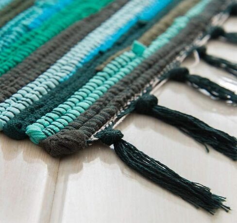 20" x 31" Cotton Handmade Reversible Chindi Rag Rugs,Multi Color Hand Woven Striped Area Bath Rug Mat Carpet with Tassels Machine Washable,for Laundry Room Kitchen Livingroom Hallway Entryway in Saudi Arabia