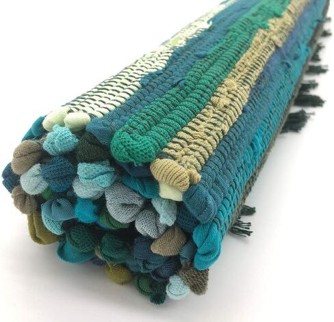 20" x 31" Cotton Handmade Reversible Chindi Rag Rugs,Multi Color Hand Woven Striped Area Bath Rug Mat Carpet with Tassels Machine Washable,for Laundry Room Kitchen Livingroom Hallway Entryway in Saudi Arabia