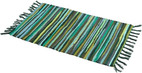 20" x 31" Cotton Handmade Reversible Chindi Rag Rugs,Multi Color Hand Woven Striped Area Bath Rug Mat Carpet with Tassels Machine Washable,for Laundry Room Kitchen Livingroom Hallway Entryway in Saudi Arabia