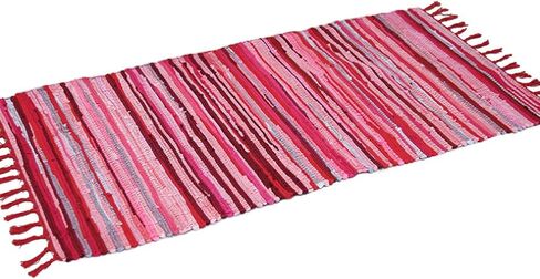20" x 31" Cotton Handmade Reversible Chindi Rag Rugs,Multi Color Hand Woven Striped Area Bath Rug Mat Carpet with Tassels Machine Washable,for Laundry Room Kitchen Livingroom Hallway Entryway in Saudi Arabia