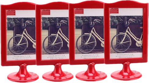 Rikyo 4 Pack Standing Photo Frames,Self Standing Photo,Vertical Mount Sign Holders 4x6, Double Sided Tabletop Display,Each Frame Holds 2 Pictures,Wedding Party Table Numbers Holder(White) in Saudi Arabia