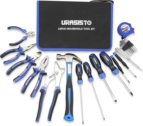 24-Piece Household Tool Kit for Men Repair Hand Tool Set Bag with Hammer, Screwdriver,Pliers, Wrench set with Storage Bag in Saudi Arabia