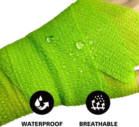 FriCARE Latex Free Self Adhesive Bandage, Green Athletic Wrist Spat Tape, First Aid Supplies Medical Tape Self-Adherent Cohesive Bandages, Non-Woven Elastic Vet Wrap Fluorescent 6 Rolls 2" x 5 Yards in Saudi Arabia