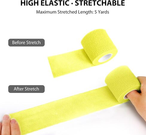 FriCARE Latex Free Self Adhesive Bandage, Green Athletic Wrist Spat Tape, First Aid Supplies Medical Tape Self-Adherent Cohesive Bandages, Non-Woven Elastic Vet Wrap Fluorescent 6 Rolls 2" x 5 Yards in Kuwait