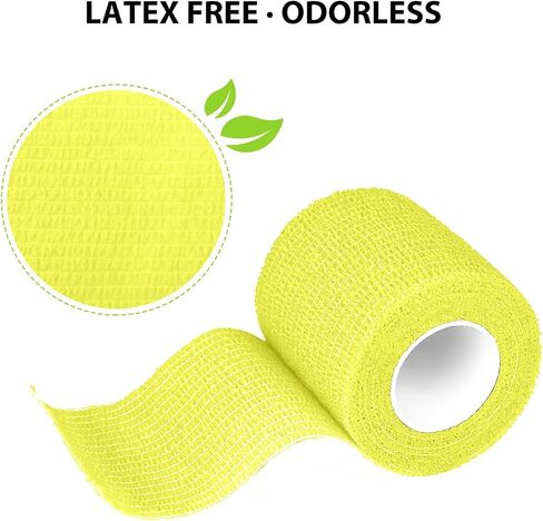 FriCARE Latex Free Self Adhesive Bandage, Green Athletic Wrist Spat Tape, First Aid Supplies Medical Tape Self-Adherent Cohesive Bandages, Non-Woven Elastic Vet Wrap Fluorescent 6 Rolls 2" x 5 Yards in Kuwait