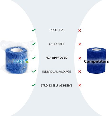 FriCARE Latex Free Self Adhesive Bandage, Green Athletic Wrist Spat Tape, First Aid Supplies Medical Tape Self-Adherent Cohesive Bandages, Non-Woven Elastic Vet Wrap Fluorescent 6 Rolls 2" x 5 Yards in Kuwait