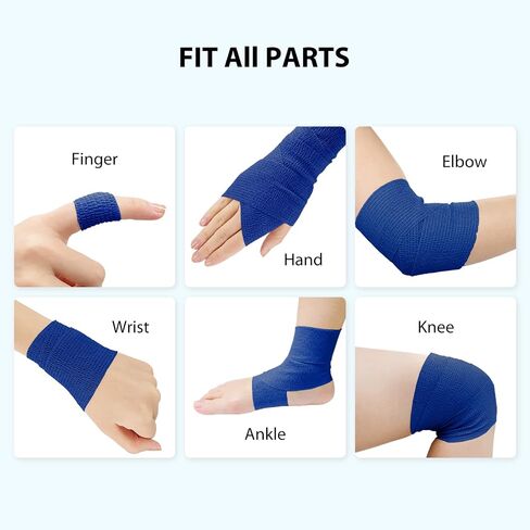 FriCARE Latex Free Self Adhesive Bandage, Green Athletic Wrist Spat Tape, First Aid Supplies Medical Tape Self-Adherent Cohesive Bandages, Non-Woven Elastic Vet Wrap Fluorescent 6 Rolls 2" x 5 Yards in Kuwait