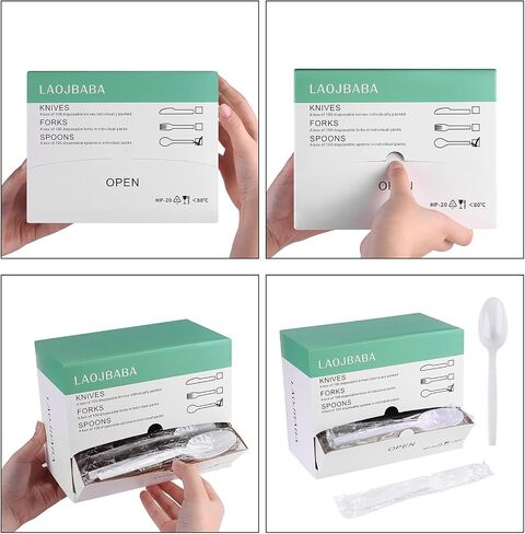 Plastic Spoons Disposable Individually Packaged Spoons White 7-Inch Commercial Take Away Spoons,Super Hard Mass Heavy Individually Wrapped Spoons 100 PCS in Saudi Arabia