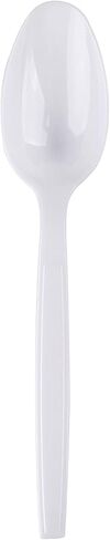 Plastic Spoons Disposable Individually Packaged Spoons White 7-Inch Commercial Take Away Spoons,Super Hard Mass Heavy Individually Wrapped Spoons 100 PCS in Saudi Arabia