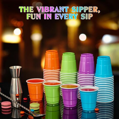 Lilymicky 300 Count 2 oz Plastic Shot Glasses, Mini Disposable Shot Cups, 2 oz Assorted Color Shot Cups for Parties, Shooting Games in Saudi Arabia