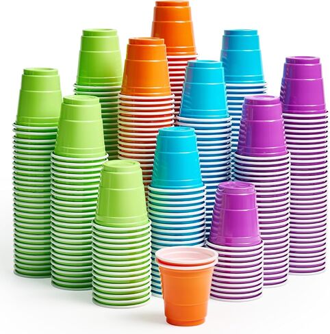 Lilymicky 300 Count 2 oz Plastic Shot Glasses, Mini Disposable Shot Cups, 2 oz Assorted Color Shot Cups for Parties, Shooting Games in Saudi Arabia
