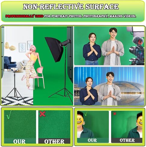 Large Greenscreen Backdrop Drapes Curtains 10x20ft Polyester Green Screen Background - SYUNASYU Chromakey Green Backdrop Collapsible Seamless Photography GreenScreen Background Backdrop for Photoshoot in Saudi Arabia