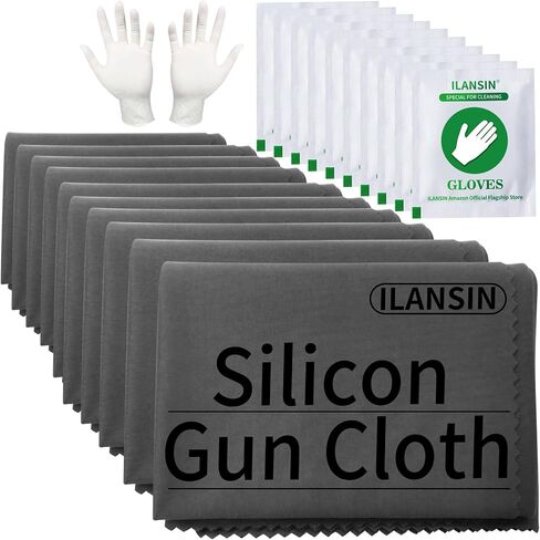 ILANSIN Silicon Gun Cloth 10Pack 12'' ×12'' Gun Cleaning Cloths Lint Free - Gun Cleaning Wipes with Silicon Gray Gun Cleaning Rags for Gun Cleaning/Polishing Silicon Rags in Saudi Arabia
