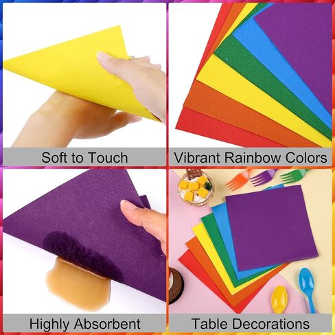 Durony 504-Piece Party Tableware Set - Rainbow Disposable Serves 72 Guests - 7" & 9" Paper Plates, 9oz Cups, Napkins, Plastic Cutlery, Decorations, Neon Supplies in Saudi Arabia