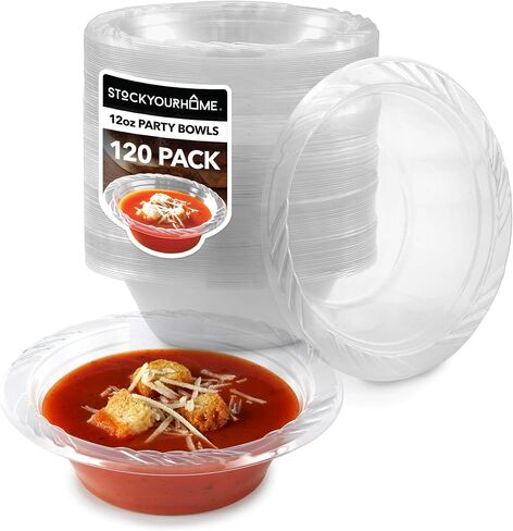 120 Pack 12 oz Elegant Clear Plastic Bowls for Parties Small Disposable Bowl for Fancy Dinner or Cocktail Party, Soup and Salad, Thick and Sturdy in Saudi Arabia