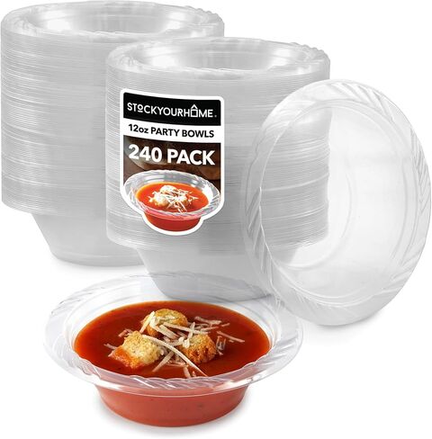 120 Pack 12 oz Elegant Clear Plastic Bowls for Parties Small Disposable Bowl for Fancy Dinner or Cocktail Party, Soup and Salad, Thick and Sturdy in Saudi Arabia