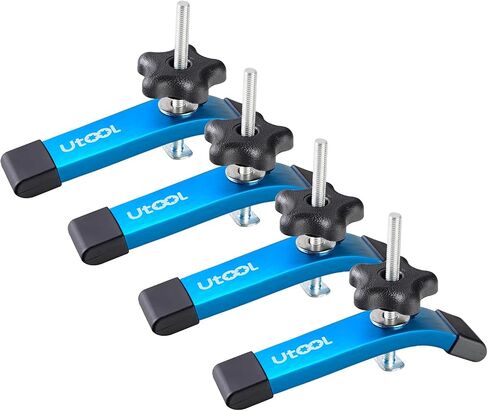 UTOOL 4 Pack T-Track Hold Down Clamps Kit, 6-1/3" L x 1-1/5" Width, Heavy Duty Anodized Clamps for Woodworking, Starlight Blue in Kuwait