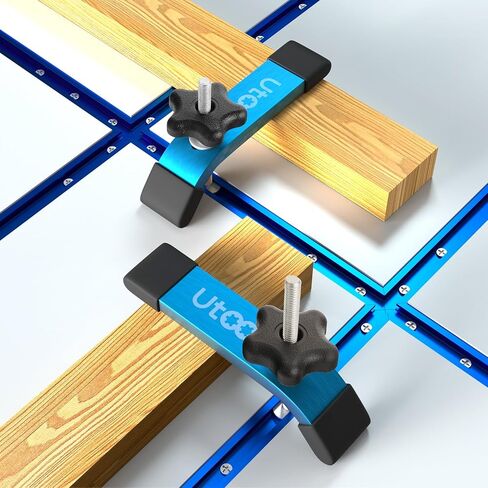 UTOOL 4 Pack T-Track Hold Down Clamps Kit, 6-1/3" L x 1-1/5" Width, Heavy Duty Anodized Clamps for Woodworking, Starlight Blue in Kuwait