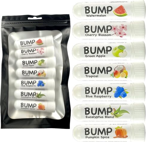 TN Scientific | Bump 7-Pack Full Set Aromatherapy Nasal Inhaler Sticks - Refreshing Peppermint, Menthol, and Essential Oil Blend for Enhanced Focus, Energy Boost, and Cooling Sensation in Saudi Arabia
