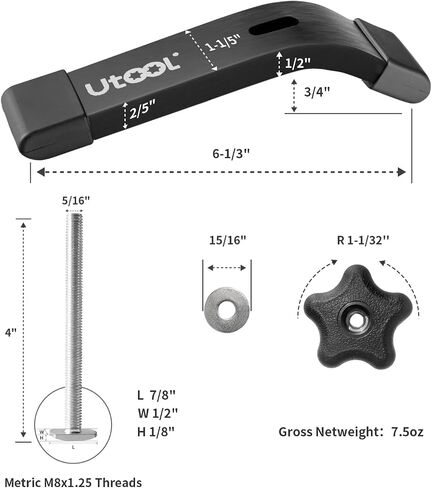 UTOOL 4 Pack T-Track Hold Down Clamps Kit, 6-1/3" L x 1-1/5" Width, Heavy Duty Anodized Clamps for Woodworking, Starlight Blue in Kuwait