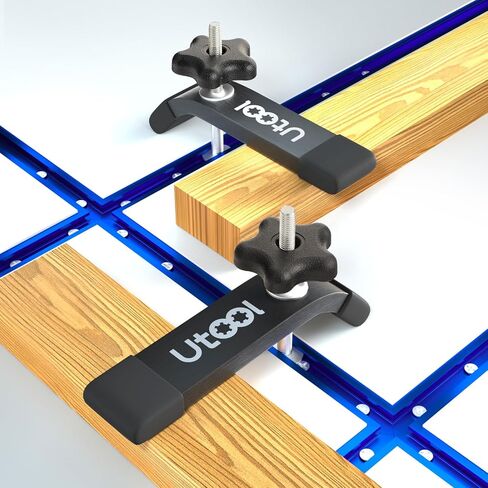 UTOOL 4 Pack T-Track Hold Down Clamps Kit, 6-1/3" L x 1-1/5" Width, Heavy Duty Anodized Clamps for Woodworking, Starlight Blue in Kuwait