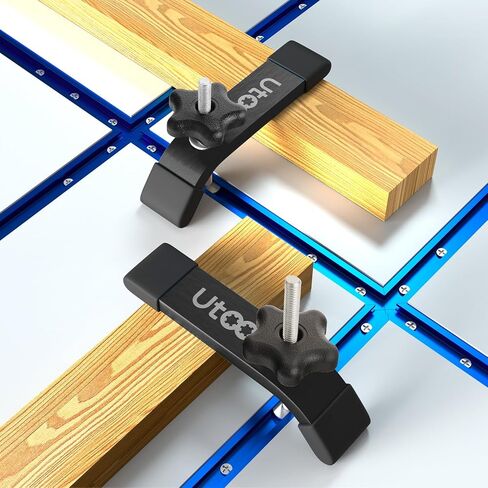 UTOOL 4 Pack T-Track Hold Down Clamps Kit, 6-1/3" L x 1-1/5" Width, Heavy Duty Anodized Clamps for Woodworking, Starlight Blue in Kuwait