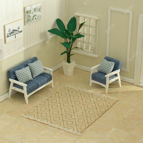 iland Dollhouse Couch and Miniature Sofa Set with Mini Houndstooth Cushions, Dollhouse Furniture on 1/12 Scale for Dollhouse Living Room (Grey Green) in Saudi Arabia