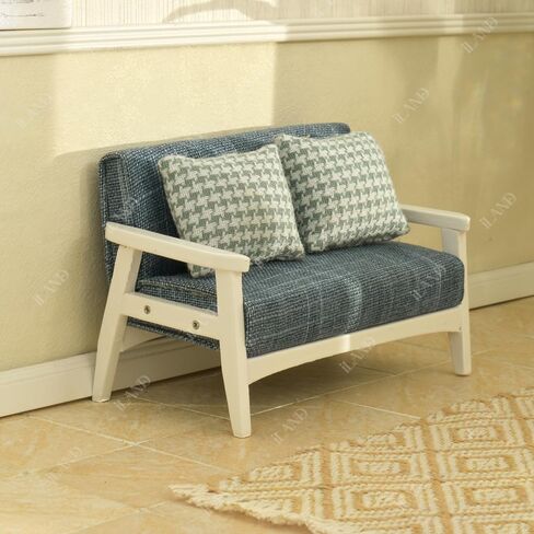 iland Dollhouse Couch and Miniature Sofa Set with Mini Houndstooth Cushions, Dollhouse Furniture on 1/12 Scale for Dollhouse Living Room (Grey Green) in Saudi Arabia