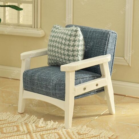 iland Dollhouse Couch and Miniature Sofa Set with Mini Houndstooth Cushions, Dollhouse Furniture on 1/12 Scale for Dollhouse Living Room (Grey Green) in Saudi Arabia