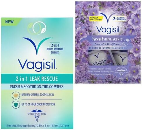 Sensitive Scents On-The-Go Feminine Cleansing Wipes, pH Balanced, Individually Wrapped + King Combo QR Code (Assorted Lavander, Peach, Anti-itch, 8 Spk) in Saudi Arabia